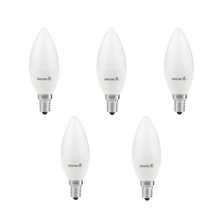 لامپ شمعی 7 وات ال ای دی دلتا پایه E14 بسته 5 عددی